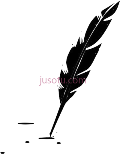 羽毛笔,feather pen black and white PNG