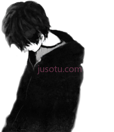 悲伤男孩动漫,sad boy black only me anime PNG