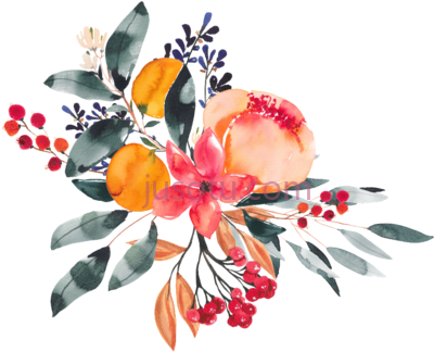 彩色花卉叶子花束,colorful hand drawn flowers leaves bouquet watercolor PNG