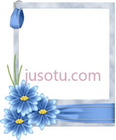蓝色花边框,molduras flores azul PNG
