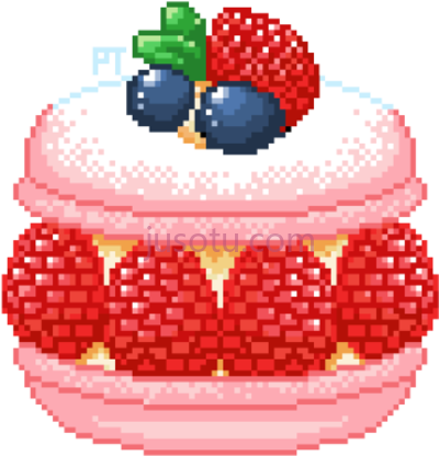 草莓蛋糕,cute pixel food PNG