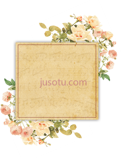 复古花架,vintage frame floral PNG