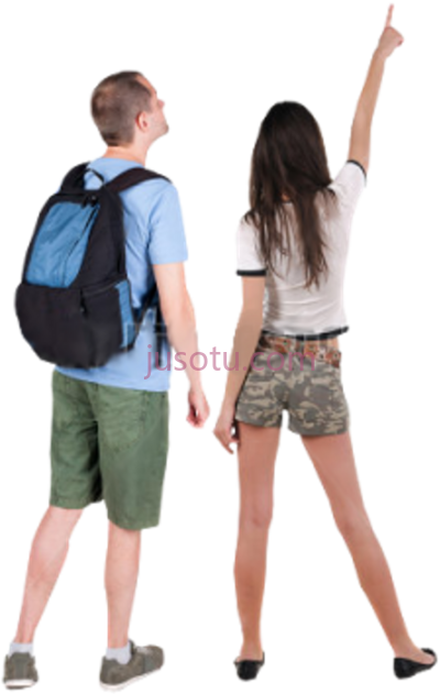 人站看,people couple standing lookingup PNG