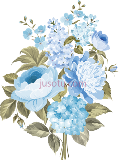 蓝色花,blue and white flowers PNG