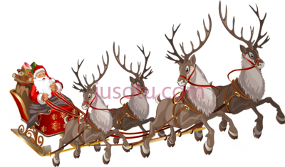 圣诞老人驯鹿,flying santa claus reindeers PNG