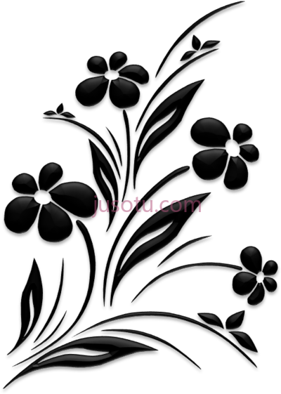 花,flower silhouette black and white PNG