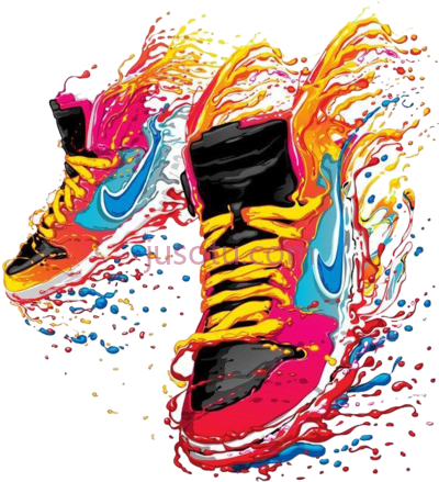 耐克运动鞋,art library t shirt nike watercolor shoes PNG