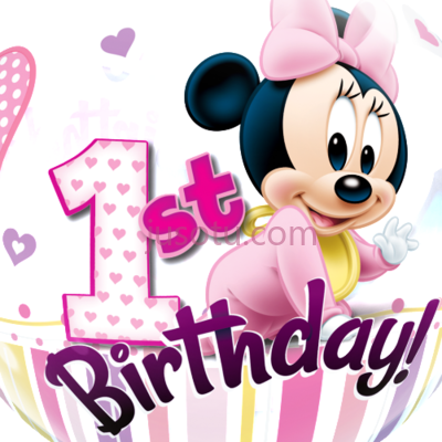 1岁生日,baby minnie mouse 1st birthday bubble balloon 22 PNG