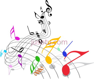 音乐,music abstract notas musicales de colores en PNG