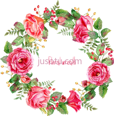 水彩花环,watercolor floral wreath cross stitch christmas PNG
