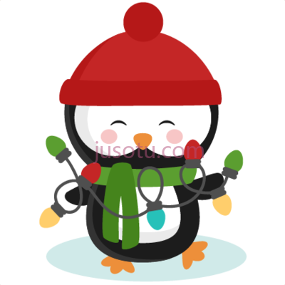 企鹅圣诞,penguin christmas lights cutting files PNG