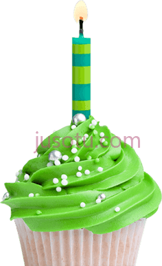 绿色生日纸杯蛋糕PNG