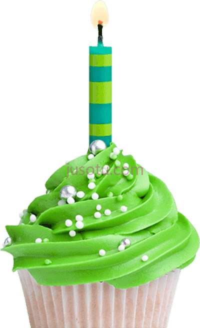 绿色生日纸杯蛋糕,green birthday cupcake PNG