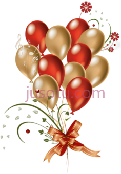 金色红色生日气球PNG