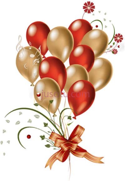 金色红色生日气球,golden colour red and gold birthday balloons PNG
