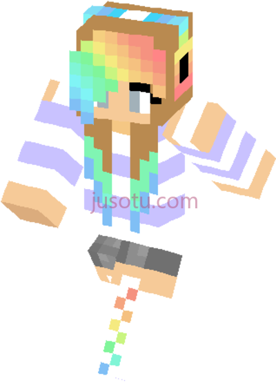 我的世界,girl minecraft skins rainbow layout PNG