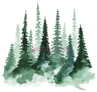 水彩树松林,watercolor trees pinetrees forest PNG
