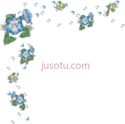 蓝色花角,blue flower corner floral PNG
