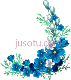 蓝花水彩花,blue flower PNG
