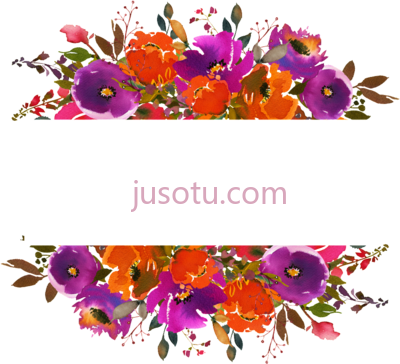 橙红色水彩花,hand painted orange red watercolor flower PNG
