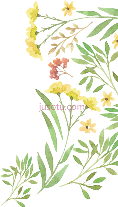 婚礼绿色花水彩,wedding invitation flower watercolor PNG
