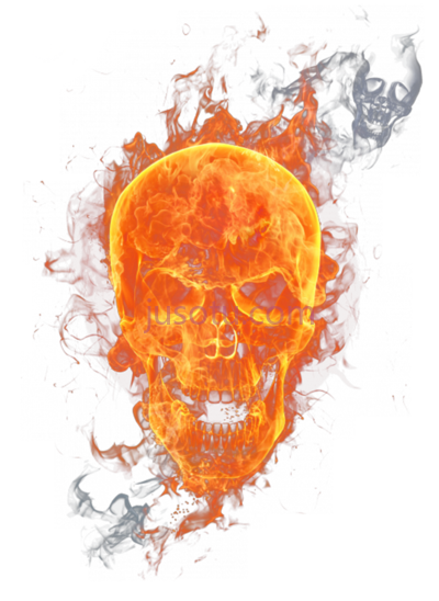 头骨火焰燃烧,skull fire flame combustion PNG