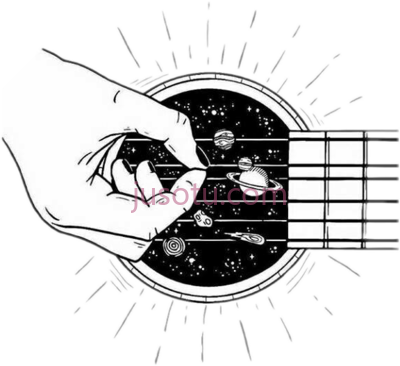 吉他,guitar galaxy blackandwhite tumblr outline PNG