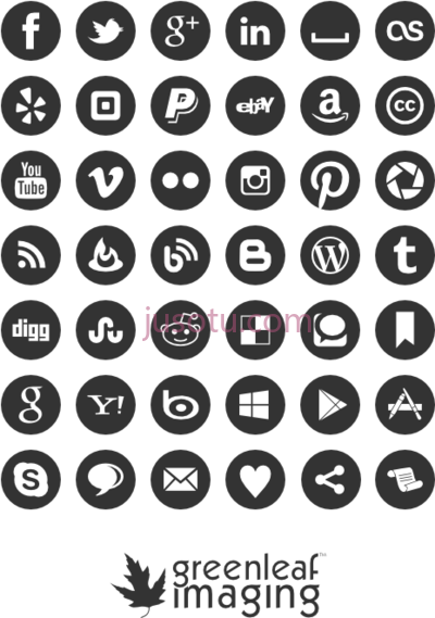 社交媒体,social media icon set by greenleaf imaging PNG