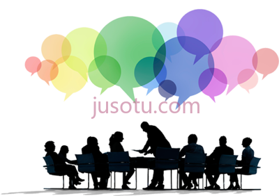 群体成员小组讨论,group people creative speech bubbles PNG