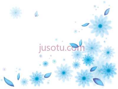 水彩花边蓝角,watercolor flowers border corner blue PNG