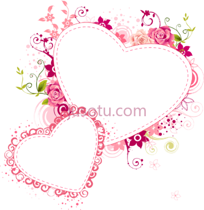 心形粉红色花朵,hearts frame pink floral PNG