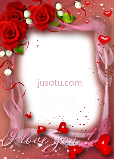 红玫瑰,red roses and hearts valentine frame 914 PNG