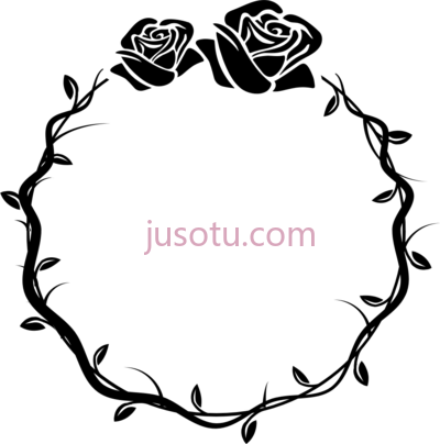 玫瑰花环,flower circle black and white rose buds PNG